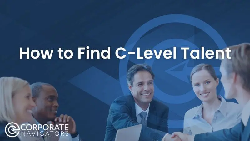 How to find C-level c-suite talent blog post hero image with a man shaking hands with a new candidate with other coworkers