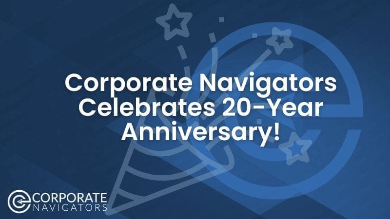 Corporate Navigators celebrates 20 year anniversary blog hero image with picture of party favor in the background