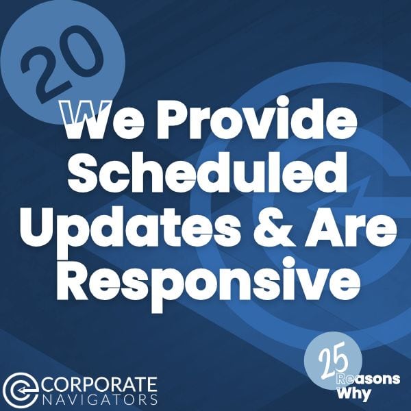 blue and white background we provide scheduled updates and are responsive