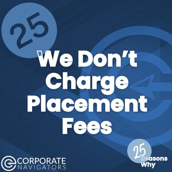 we dont charge placement fees 25 blue and white background